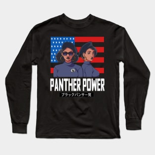 Black Panther Party American Flag Afro 1966 Long Sleeve T-Shirt